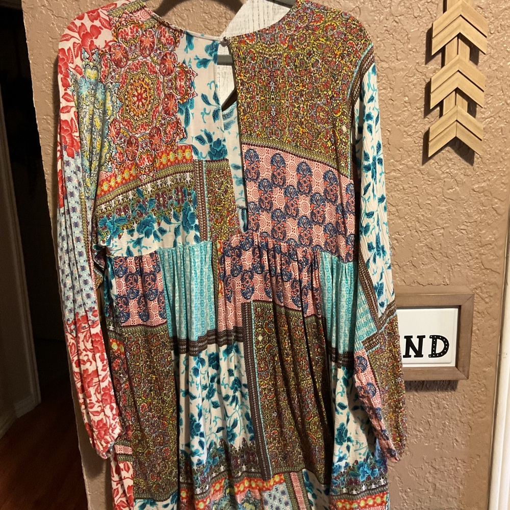 Boho Jane Floral Patchwork Flowy Short Dress Wome… - image 2